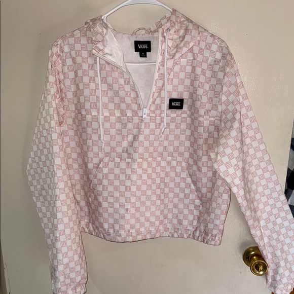 Vans Light Pink Checkered Half-Zip Hoodie - Picture 1 of 4